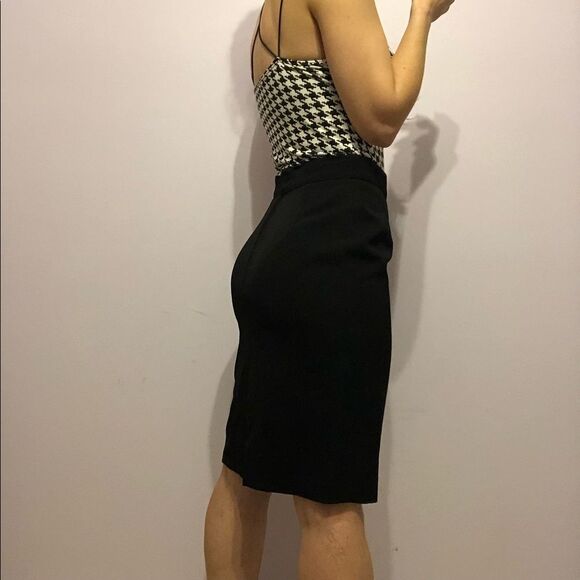 VINTAGE 80s Genny Black Blazer Skirt Suit Set Sz 6 2piece Monochrome Office CEO - Picture 5 of 15